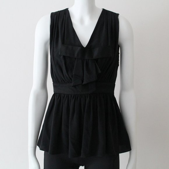 Prabal Gurung Bow Black Silk Blouse Top Size 0 - Picture 1 of 6